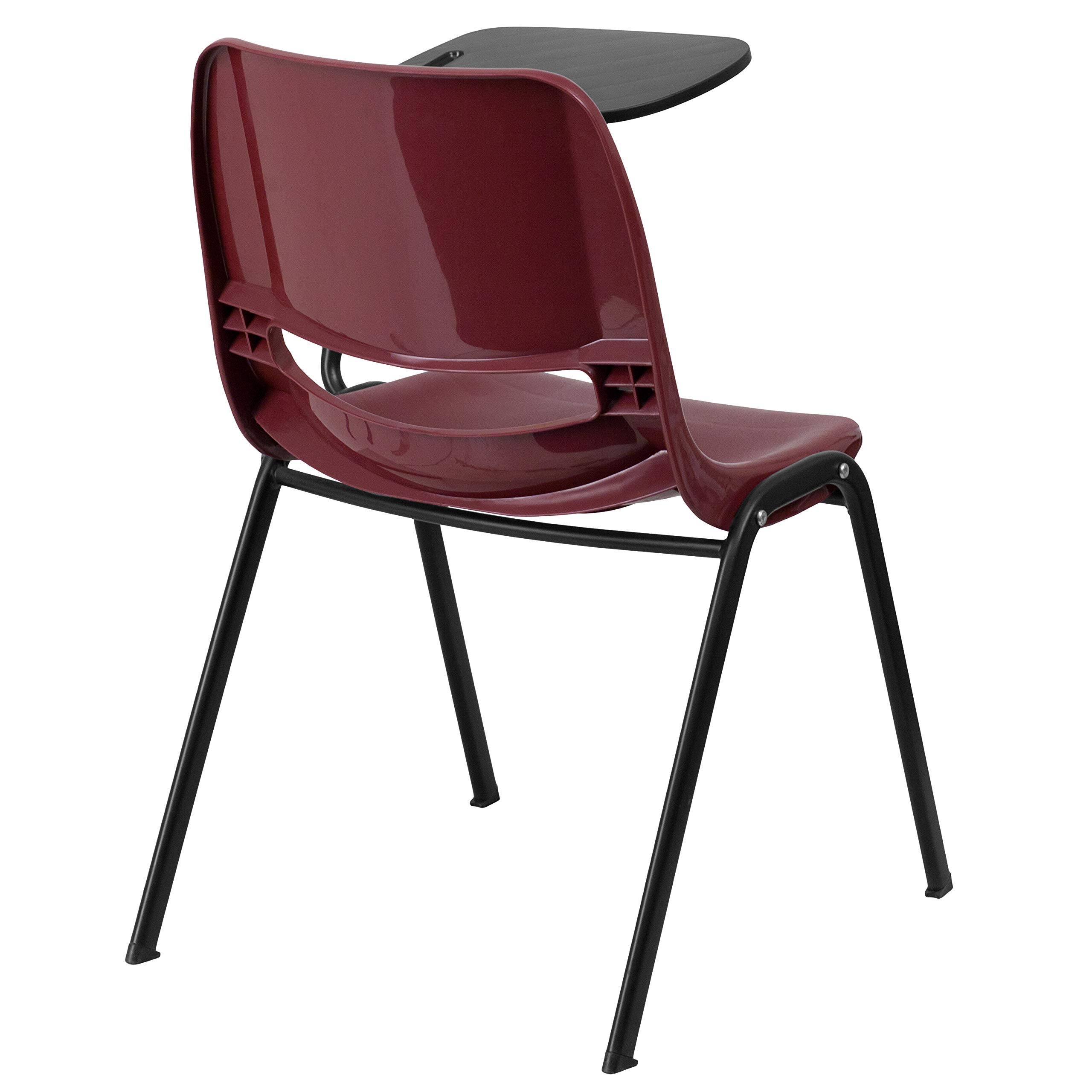 Burgundy Ergonomic Shell Chair with Left-Handed Flip-Up Tablet Arm - Comfortable Office Desk Chair for Home & Work (Ideal for Conference Rooms, Study Areas & Small Spaces)