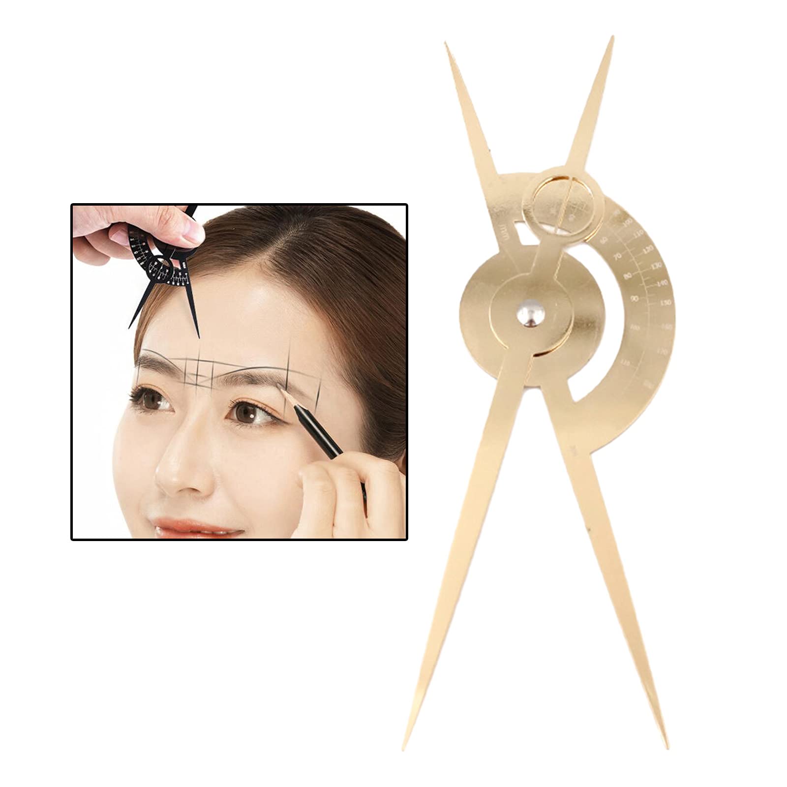 Professional Eyebrow Stencil Kit - Reusable & Removable Symmetrical Brow Shaper Tool for DIY Makeup - Gold | Perfect for Eyebrow Shaping, Microblading Practice & Beauty Salon Use