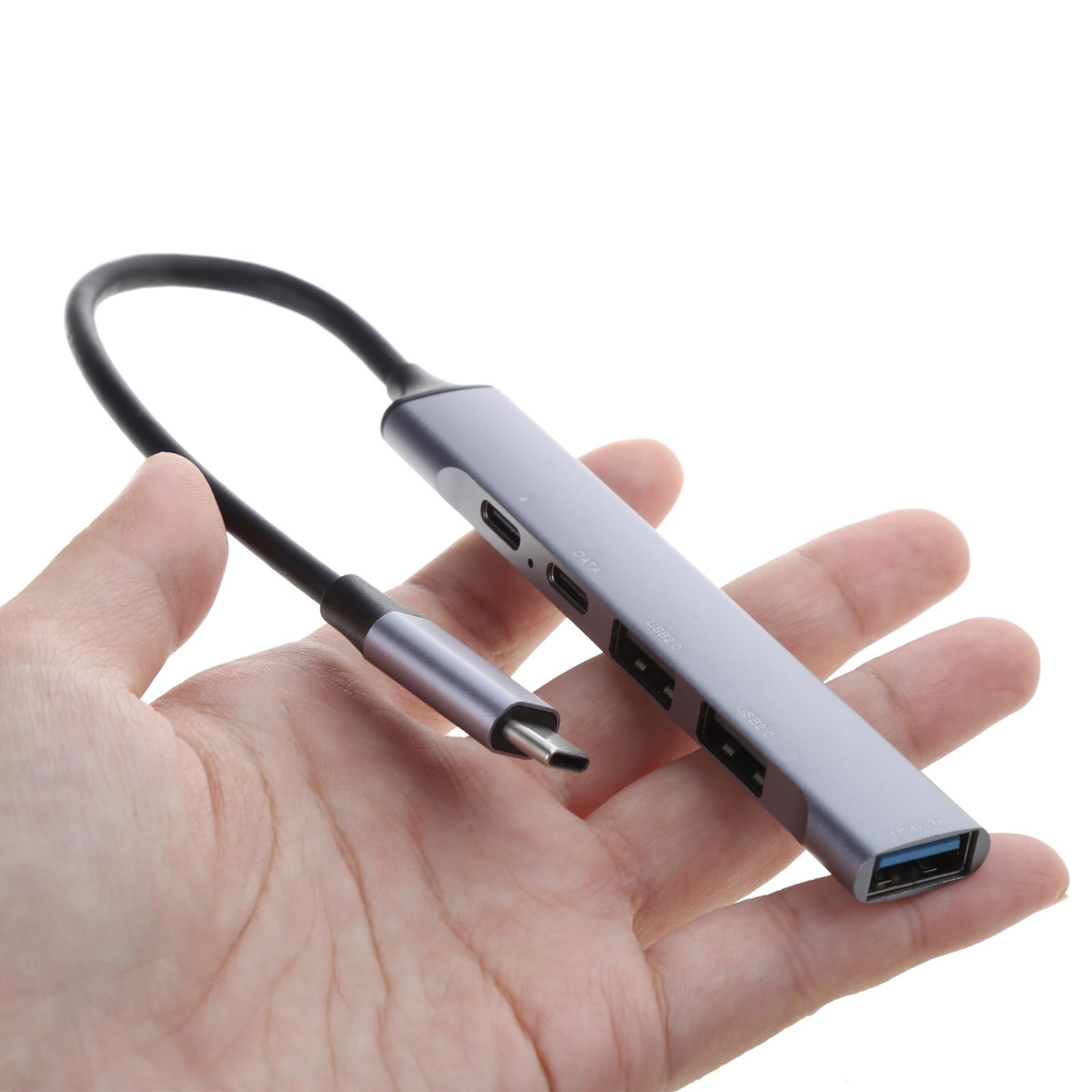 Premium 4-in-1 USB C Hub with 60W PD Charging - 1xUSB 3.0 (10Gbps), 2xUSB 2.0 & 1xUSB-C Port - Aluminum Alloy Multi-Port Adapter for MacBook Pro/Air, iPad Pro, Dell XPS, Galaxy Book - Perfect for Home Office, Travel & Remote Work