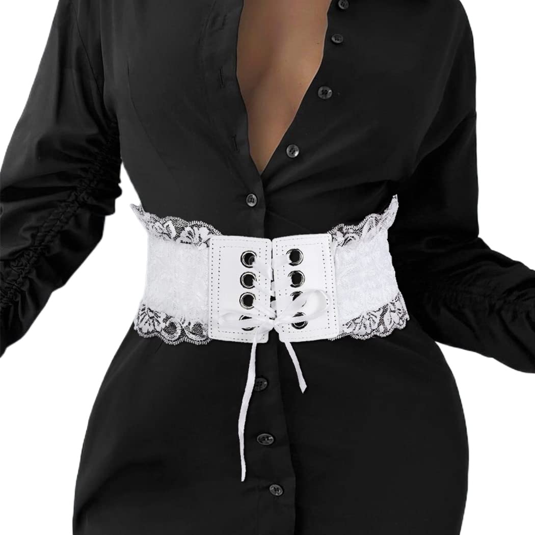 Bodiy Women's Lace-Up Waist Belt - Wide Tied Waspie Cinch Belt with Elastic for Dresses, Dance & Corset Outfits | Perfect for Waist Training, Costume Accessories & Vintage Fashion