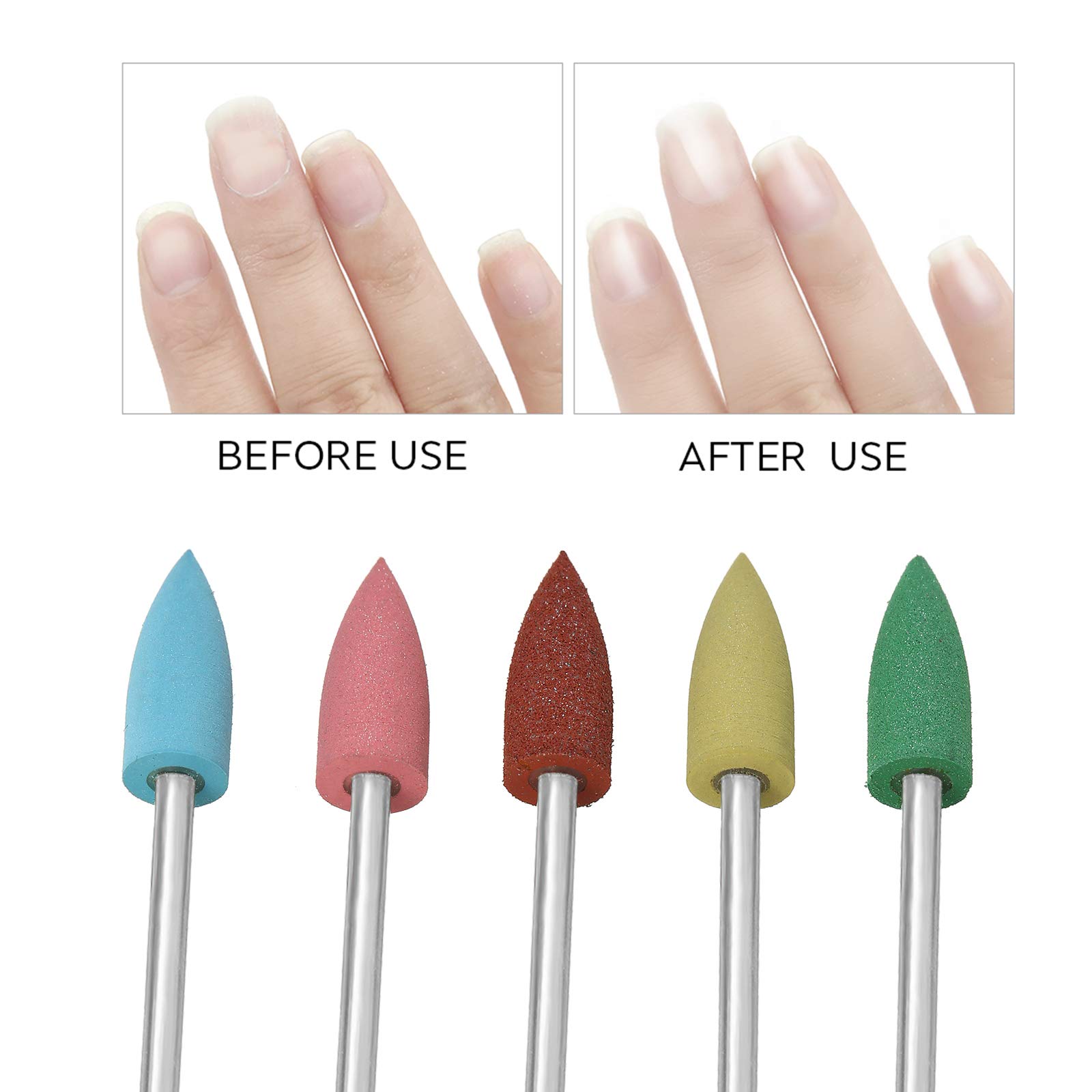 5Pcs Multicolor Rubber Nail Drill Bits Set for Manicure, Pedicure & Nail Art - Professional Nail Buffer Polisher Grinding Tools for Salon & Home Use - Perfect for Acrylic, Gel & Natural Nails