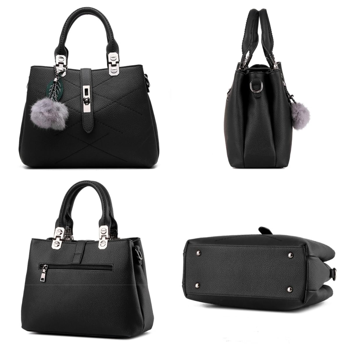 Stylish Women's Utility Top Handle Satchel Tote Bag with 3 Compartments - Medium Size Crossbody Purse for Work, Travel & Everyday Use