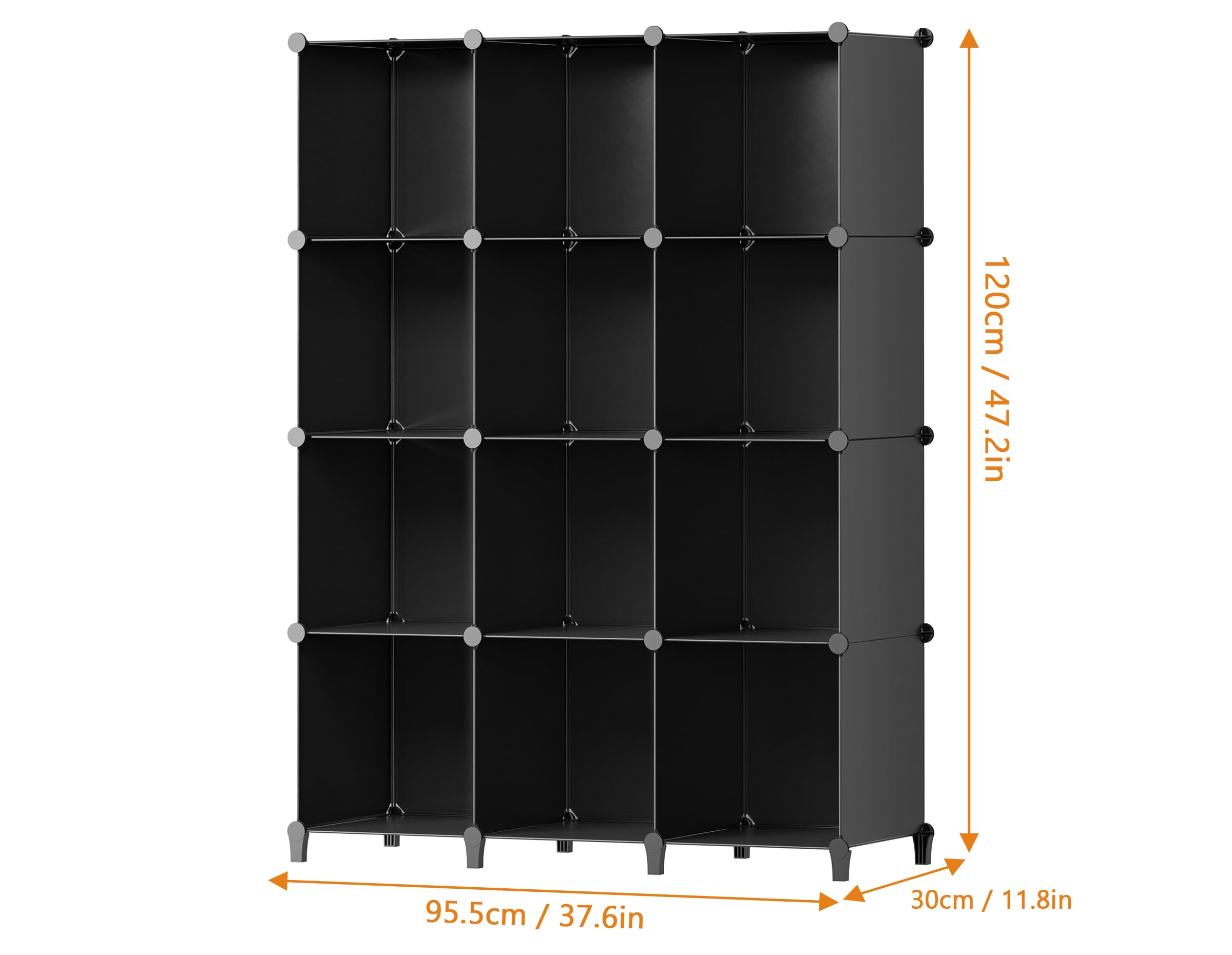 HOMIDEC 12-Cube Closet Organizer & Storage Shelf - Portable Closet Organizer for Kids Clothes, Bedroom, Bathroom, Office - 11.8x11.8x11.8 Inches, Black - Perfect for Space Saving & Home Organization