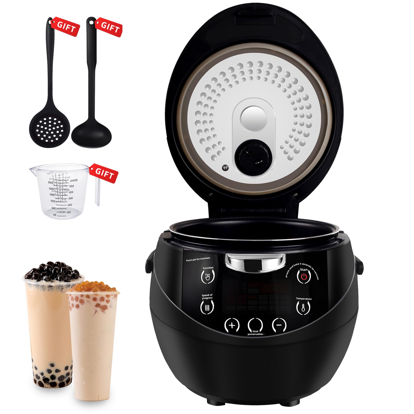 Commercial Boba Cooker Machine - 5.5L Automatic Tapioca Pearl Maker for Bubble Tea, Milk Tea, Dessert Shops, Restaurants & Bars | Perfect for High-Volume Boba Production in Tea Stores, Cafes and Lounge Bars