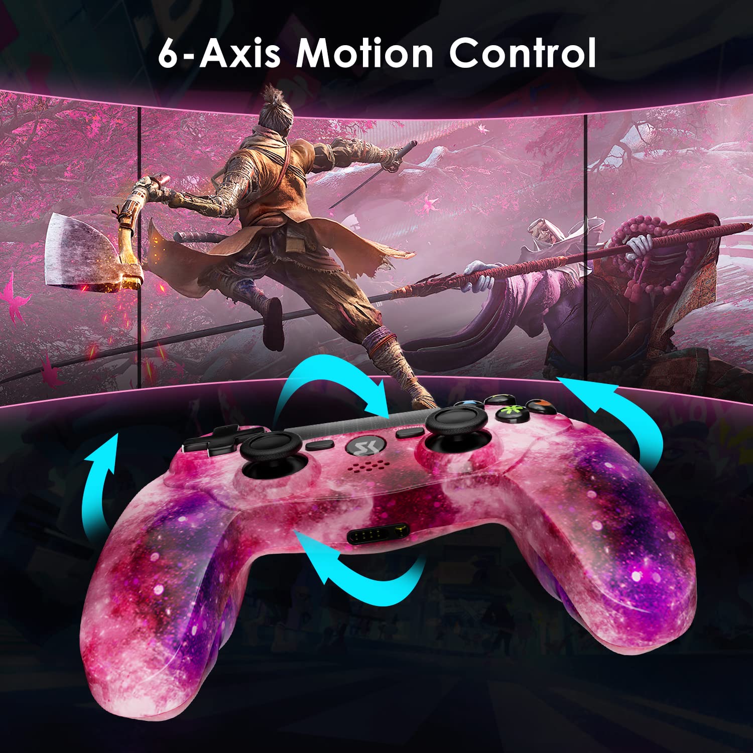 Wireless Controller for PS4, PlayStation 4 Gamepad with Dual Shock, 6-Axis Motion Sensor, Touch Pad, Built-in Speaker & Stereo Headphone Jack - Compatible with PS4/Pro/Slim - Perfect for Gaming, Streaming & Multiplayer Sessions