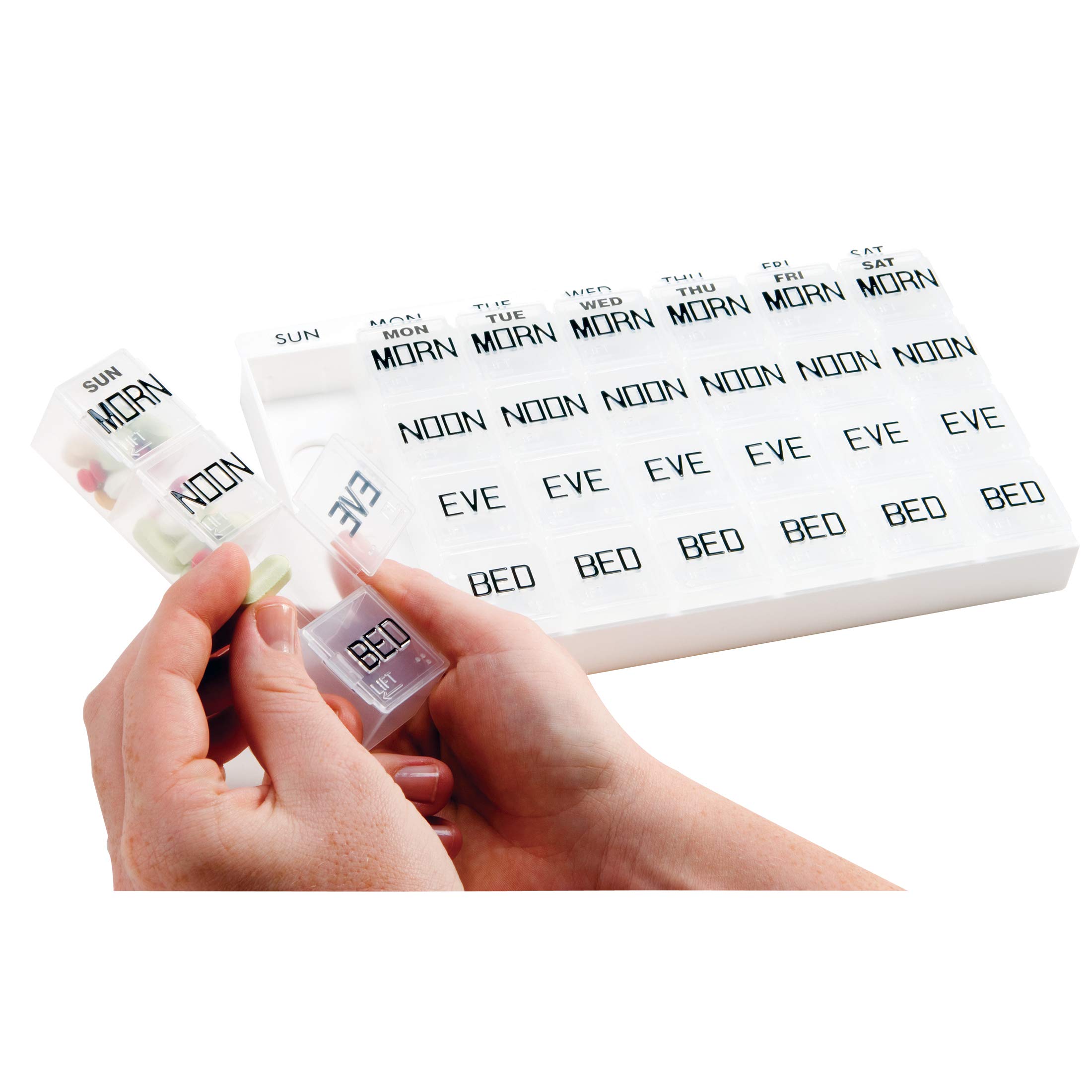 Apex Medi Chest Large 7-Day Pill Organizer - Weekly Medicine Box with Morning, Noon, Evening & Bedtime Removable Containers - Travel Pill Case for Vitamins, Supplements & Medications - Perfect for Home Use, Travel & Daily Medication Management