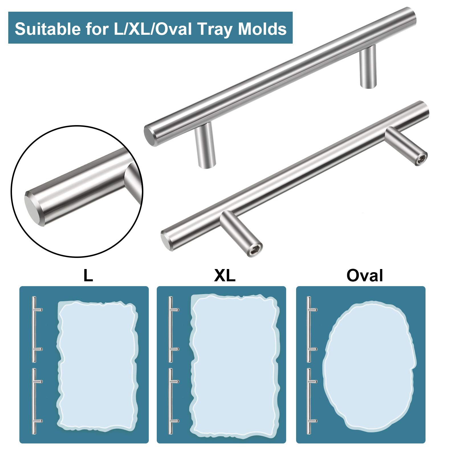 10 Pack Stainless Steel Handles for Resin Tray Molds - Cabinet & Drawer Pulls with Screws - DIY Craft Hardware for Kitchen, Bathroom & Home Decor - Perfect for Resin Art, Serving Trays and Furniture Upgrades