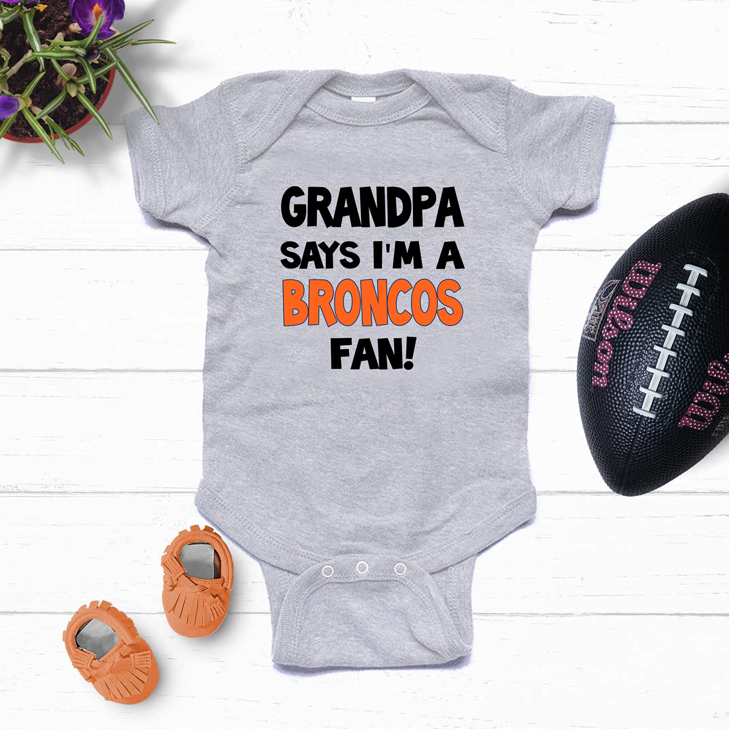 NanyCrafts Denver Broncos Fan Baby Bodysuit - Cute Football Outfit for Infants & Toddlers - Perfect for Game Day, Family Photos & Broncos Themed Parties