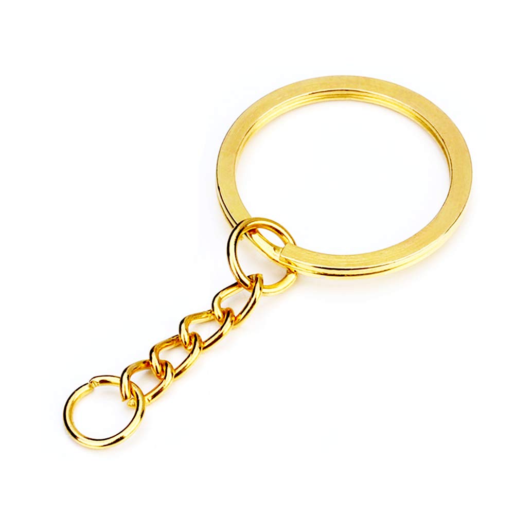 iZasky 20Pcs Split Key Rings with Chain - Stainless Steel Keychain Set in Gold/Silver/Bronze, Open Jump Rings & Connectors for DIY Crafts, Jewelry Making & Key Organization (Gold) - Perfect for Keychains, Bag Charms & Craft Projects