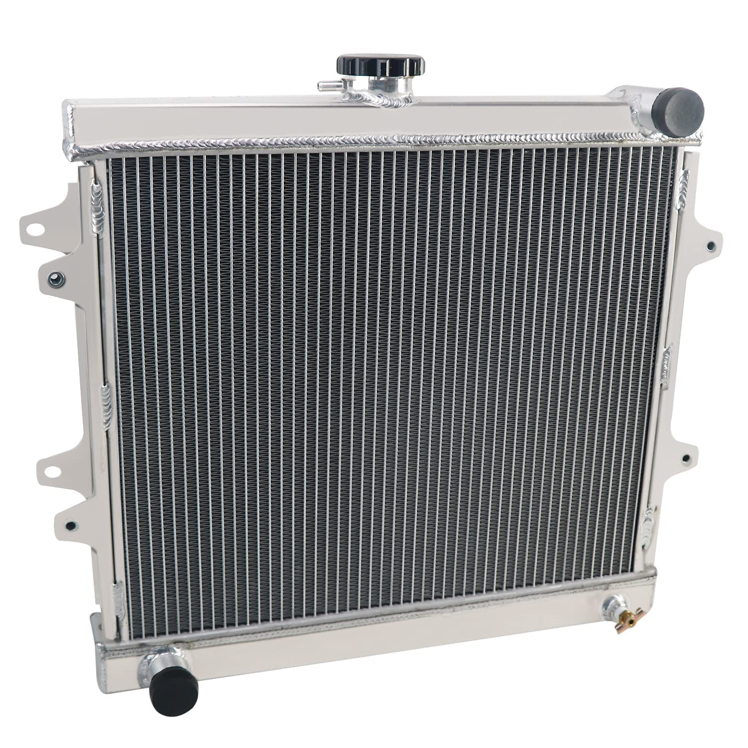 High-Performance Aluminum Radiator for 1984-1995 Toyota 4Runner & Pickup 2.4L L4 Gas/Diesel Engine - 3 Row All-Aluminum Cooling System with Shroud & Fan Relay Kit - Perfect for Off-Roading, Towing & Extreme Weather Conditions