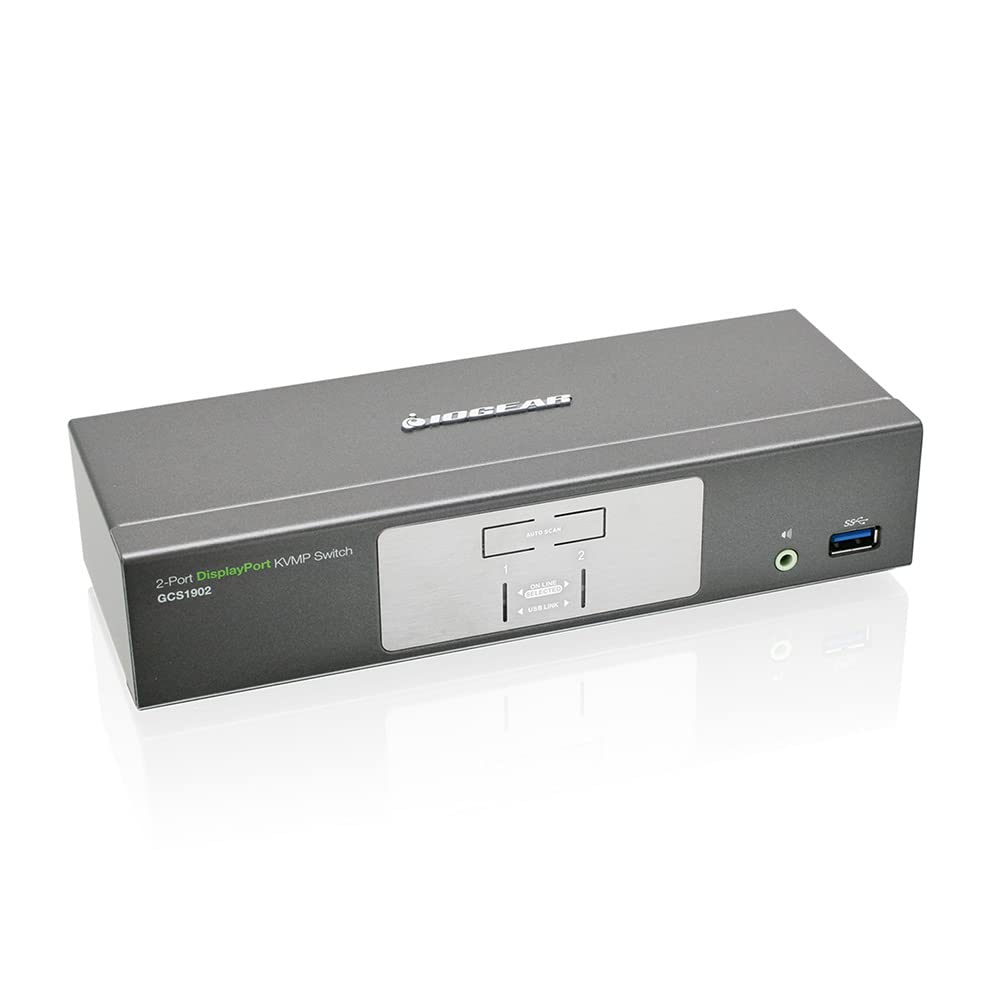 IOGEAR 2-Port 4K UHD DisplayPort KVMP Switch with USB 3.0 Hub - Black | Push Button Control | ON-NONE-ON Mode | Perfect for Multi-Computer Workstations & Home Office Setups
