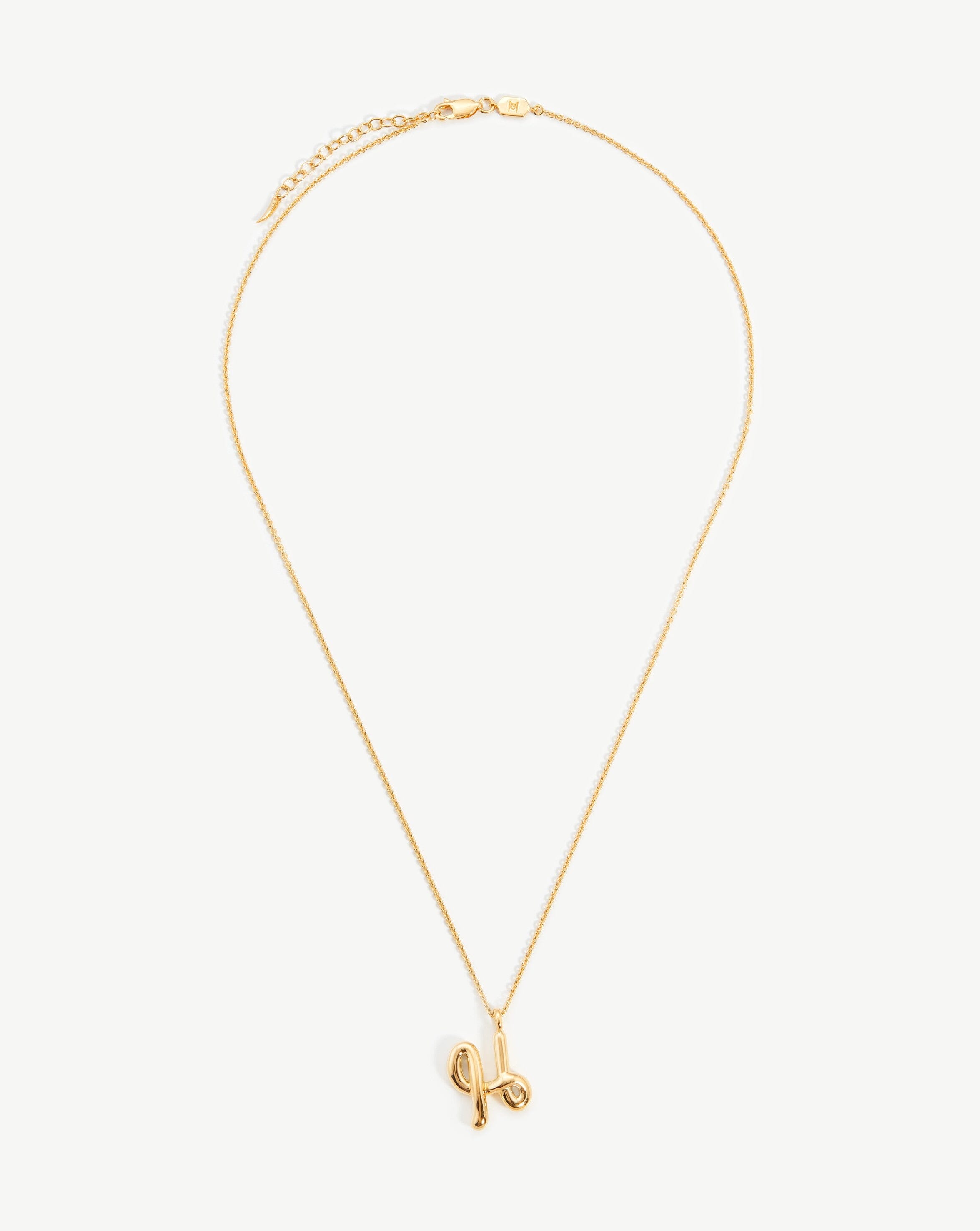 Curly Molten Initial Pendant Necklace - Personalized Letter H | 18k Gold Vermeil Jewelry for Women - Perfect Gift for Birthday, Anniversary & Valentine's Day