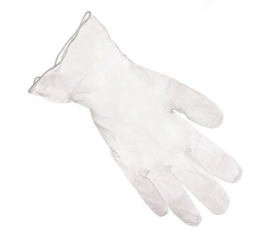 100 Clear Vinyl Gloves Medium Size - Lightly Powdered Disposable Gloves for Food Handling, Cleaning & Medical Use - Box of 100