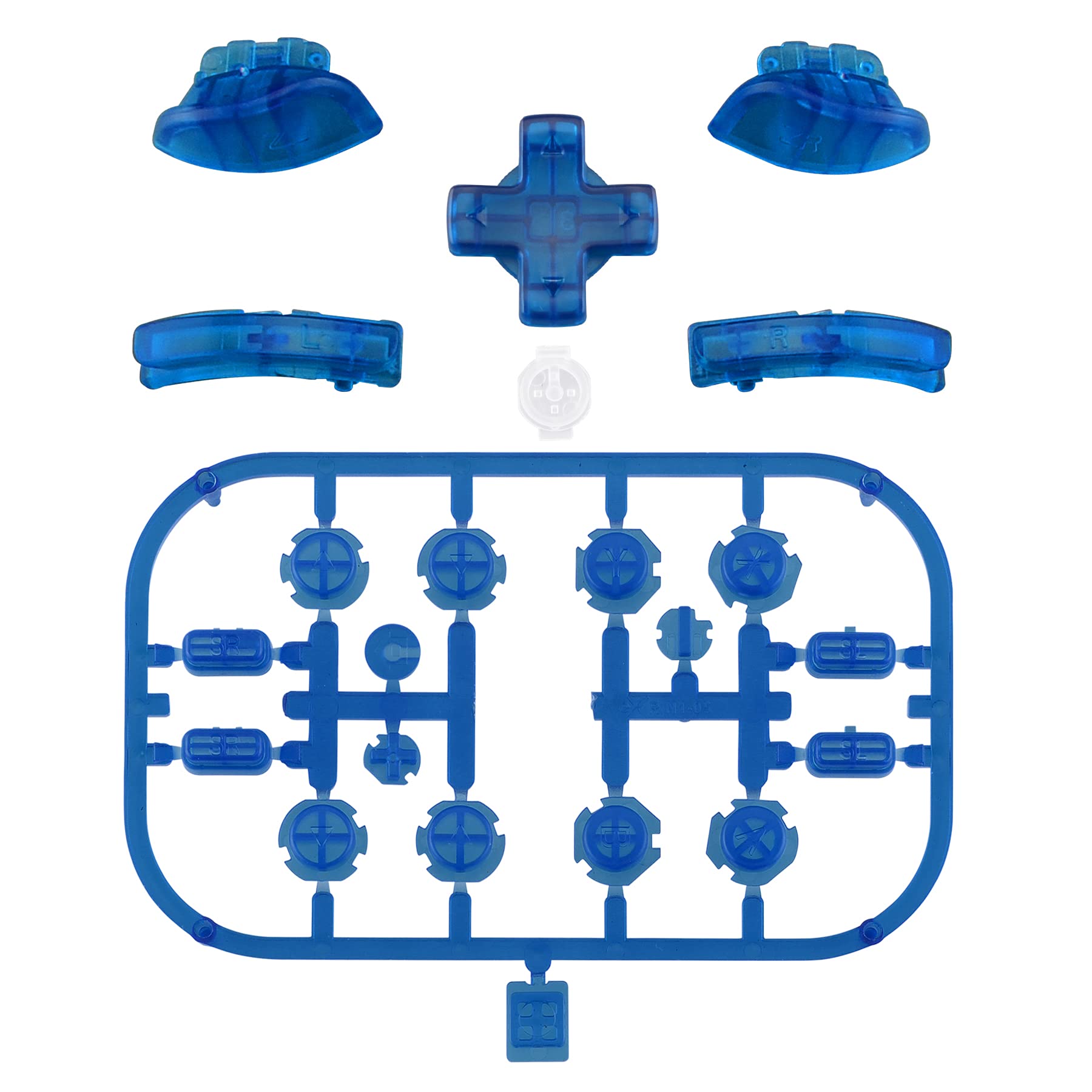 Clear Blue D-pad ABXY Buttons & Trigger Springs - Full Replacement Kit for Nintendo Switch & OLED Joycon (D-pad Compatible with eXtremeRate Shell) - Perfect for DIY Controller Repair & Gaming Customization