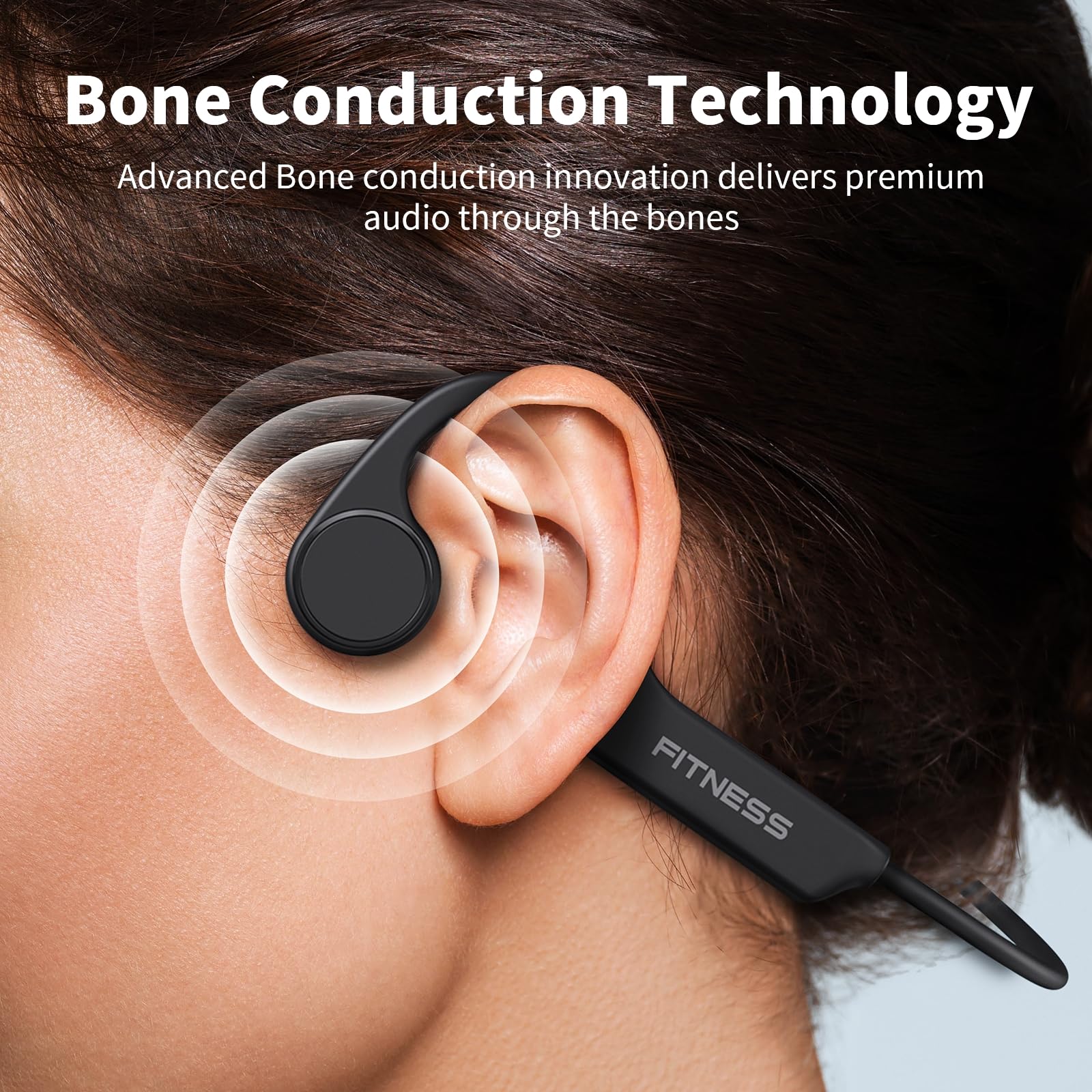 PSIER Bone Conduction Headphones - Open Ear Bluetooth 5.3 Wireless Sport Headphones with Mic, 8H Playtime, IPX6 Waterproof for Running, Cycling, Gym, Hiking - Perfect for Outdoor Activities & Workouts (Black)