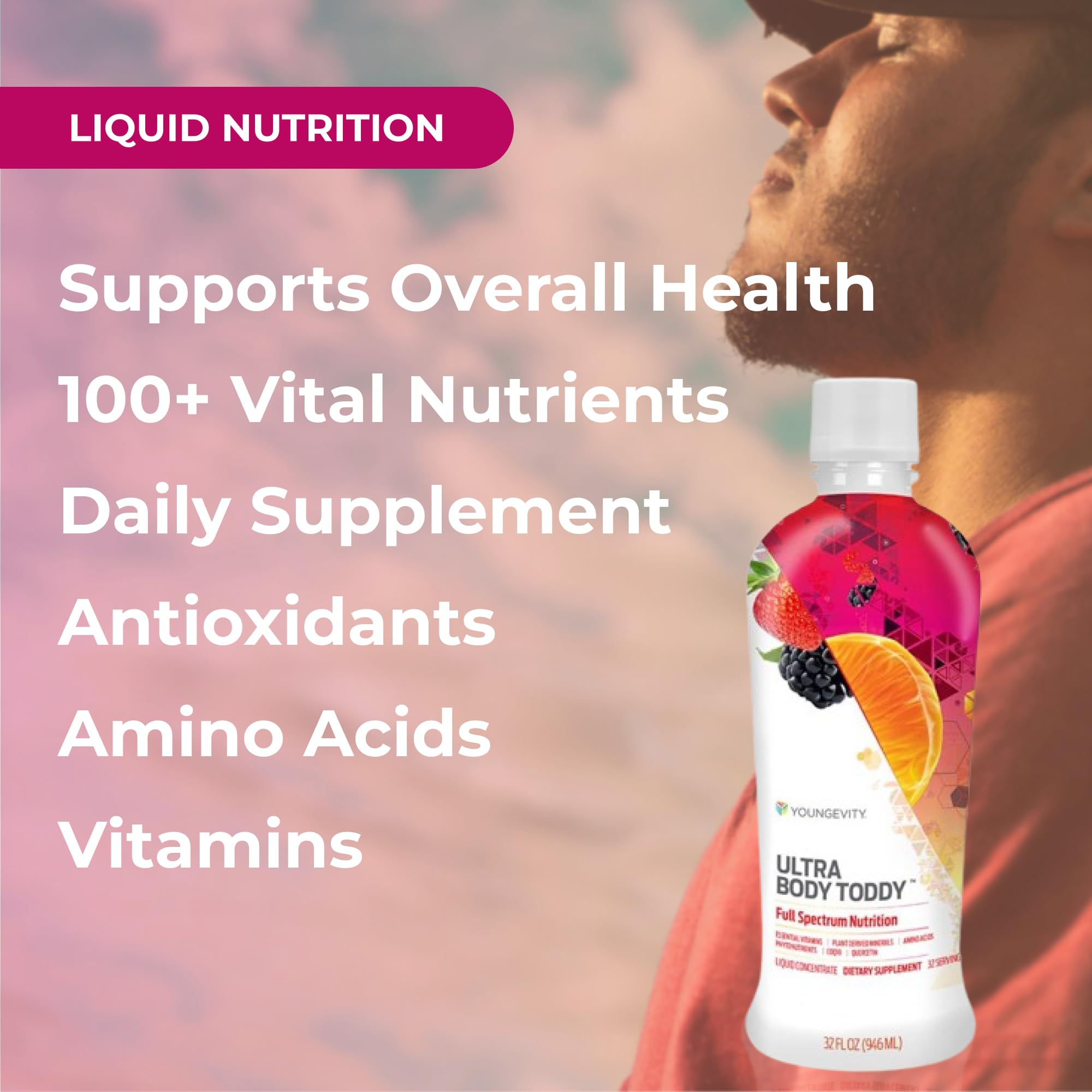 Youngevity Ultra Body Toddy™ - 100+ Nutrient Mega Multi-Vitamin Mineral Supplement for Men & Women - Enhanced Absorption with Phytonutrients & Amino Acids - 32 Fl Oz (Pack of 2) - Supports Immune Health, Energy & Overall Wellness for Active Lifestyles