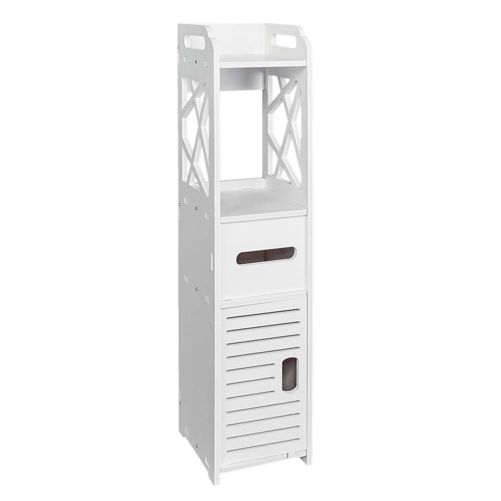 White Bathroom Storage Shelf with Drawer - Multi-Compartment Organizer for Small Spaces, Shower Caddy & Corner Shelf - Perfect for Bathroom, Shower, and Vanity Organization (White)