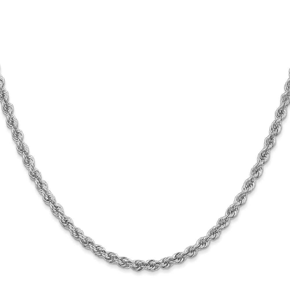 14K White Gold 3.0mm Rope Chain Necklace for Men & Women - Diamond2Deal | Elegant Unisex Jewelry for Weddings, Anniversaries & Everyday Wear