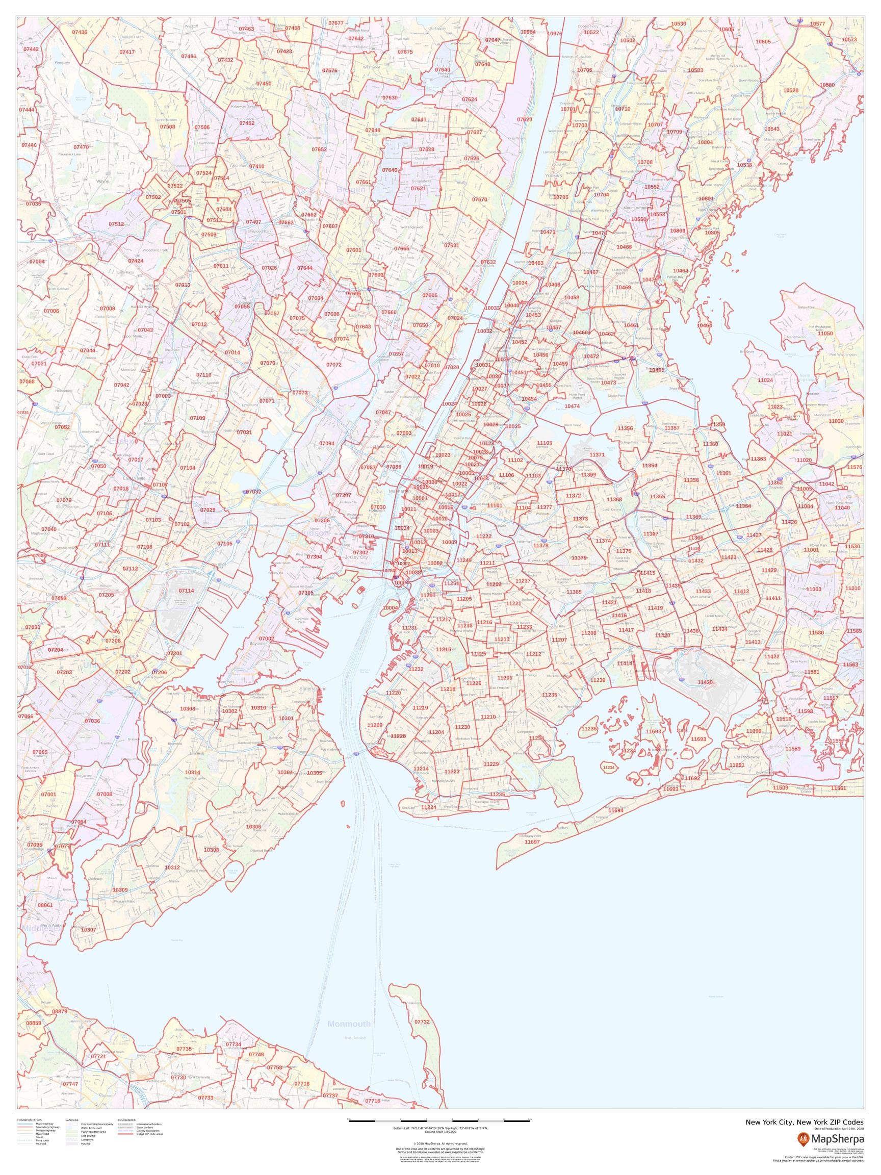 New York City Zip Code Map - 36
