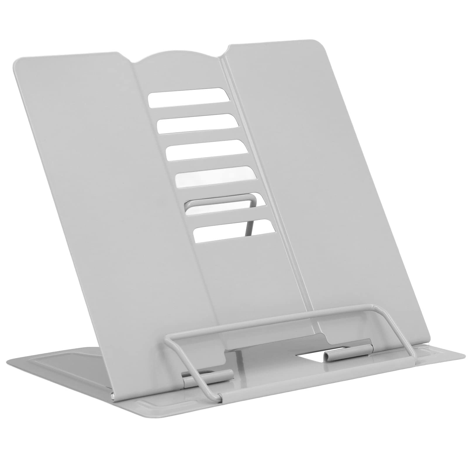 Portable Book Stand - Adjustable Reading Stand for Books, Tablets & Laptops | Space Saving Design for Home, Office & School Use | Perfect for Studying, Cooking Recipes & Hands-Free Reading (Grey)