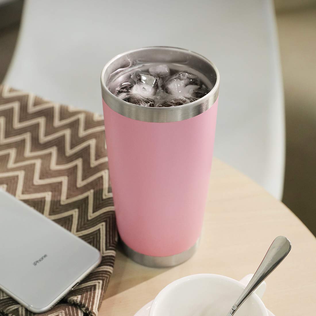 DOMICARE 20oz Stainless Steel Tumbler with Lid - 12 Pack Bulk, Double Wall Vacuum Insulated Travel Mug, Powder Coated Coffee Cup (Pink) - Perfect for Office, Gym, Camping & Outdoor Activities