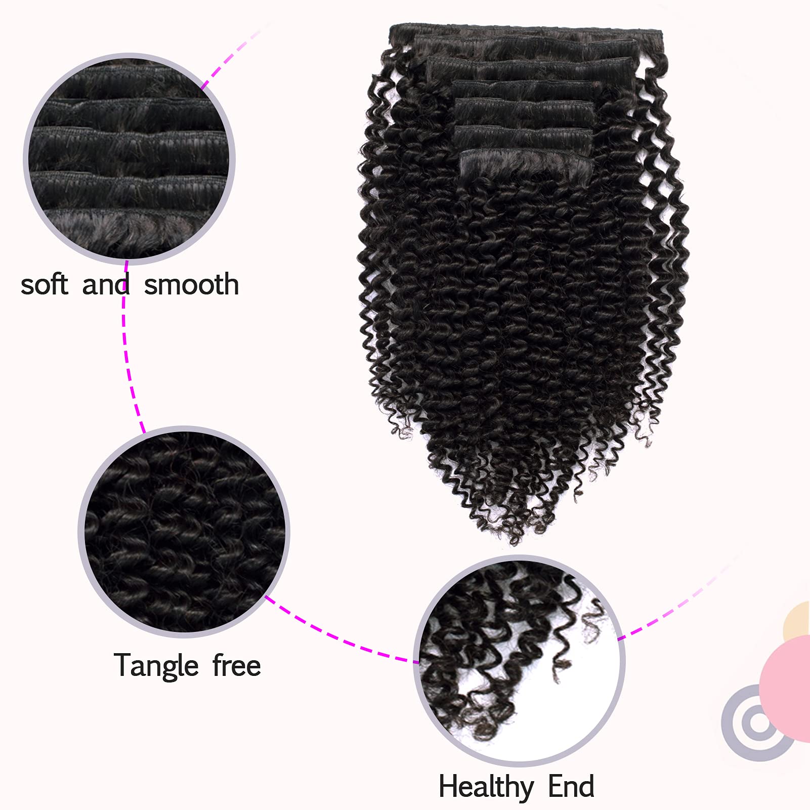 Kinky Curly Clip-In Hair Extensions 14 Inch - 100% Remy Human Hair (3C 4A Texture) - 7 Pieces 18 Clips 120g for African American Women - Natural Black Color - Perfect for Protective Styling, Volume Boost & Everyday Wear