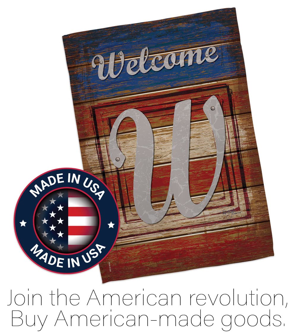 Breeze Decor Patriotic W Initial Garden Flag 13x18.5in - Perfect for Outdoor Yard Decor