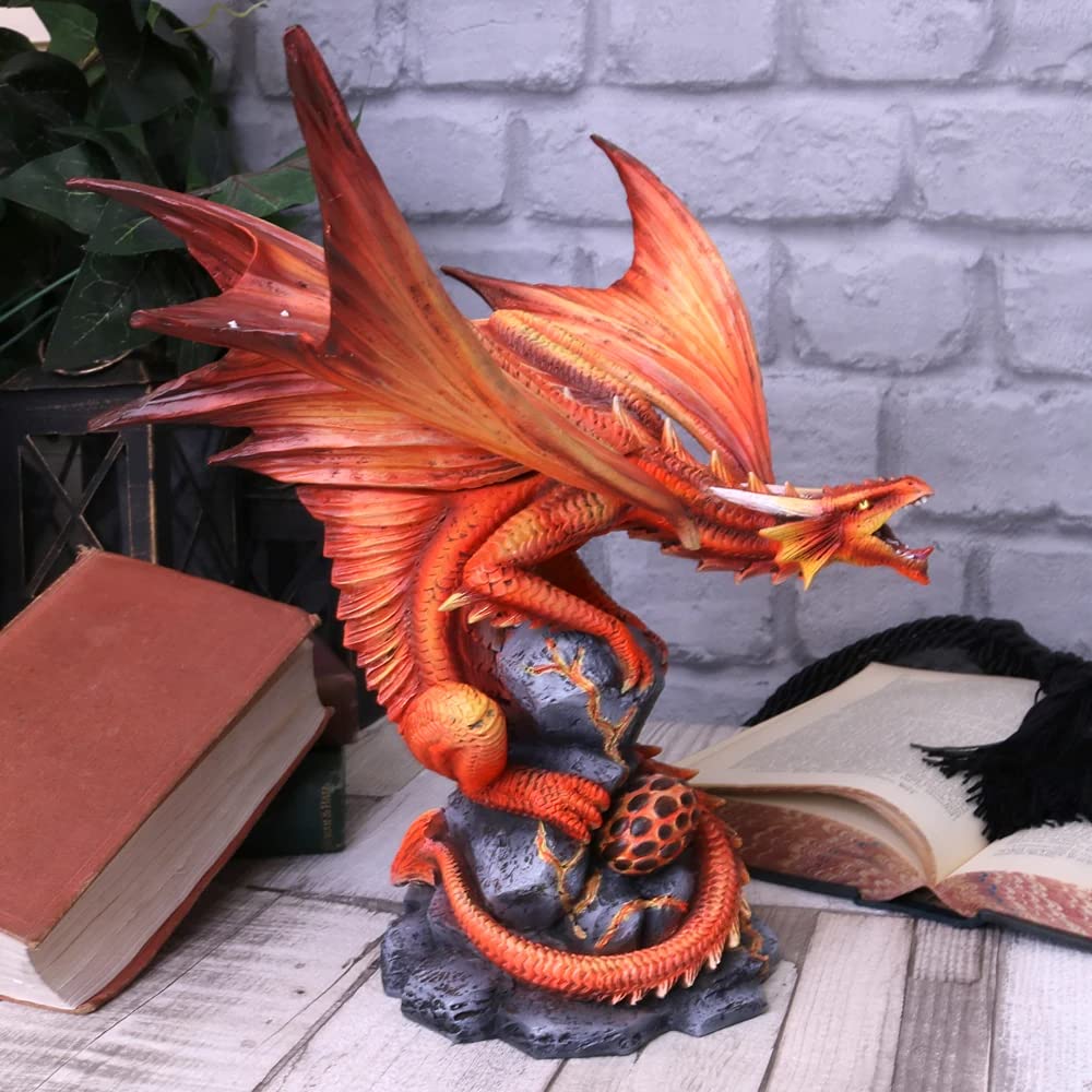 Nemesis Now Adult Fire Dragon Anne Stokes 24.5cm Resin Figurine - Red Fantasy Collectible Statue for Home Decor, Gaming Room & Gift for Dragon Lovers