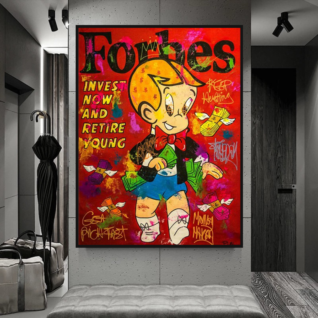 Alec Monopoly Canvas Wall Art - Forbes Richie Invest It All - Modern Pop Art for Home & Office Decor - Perfect for Living Room, Bedroom, or Office Wall