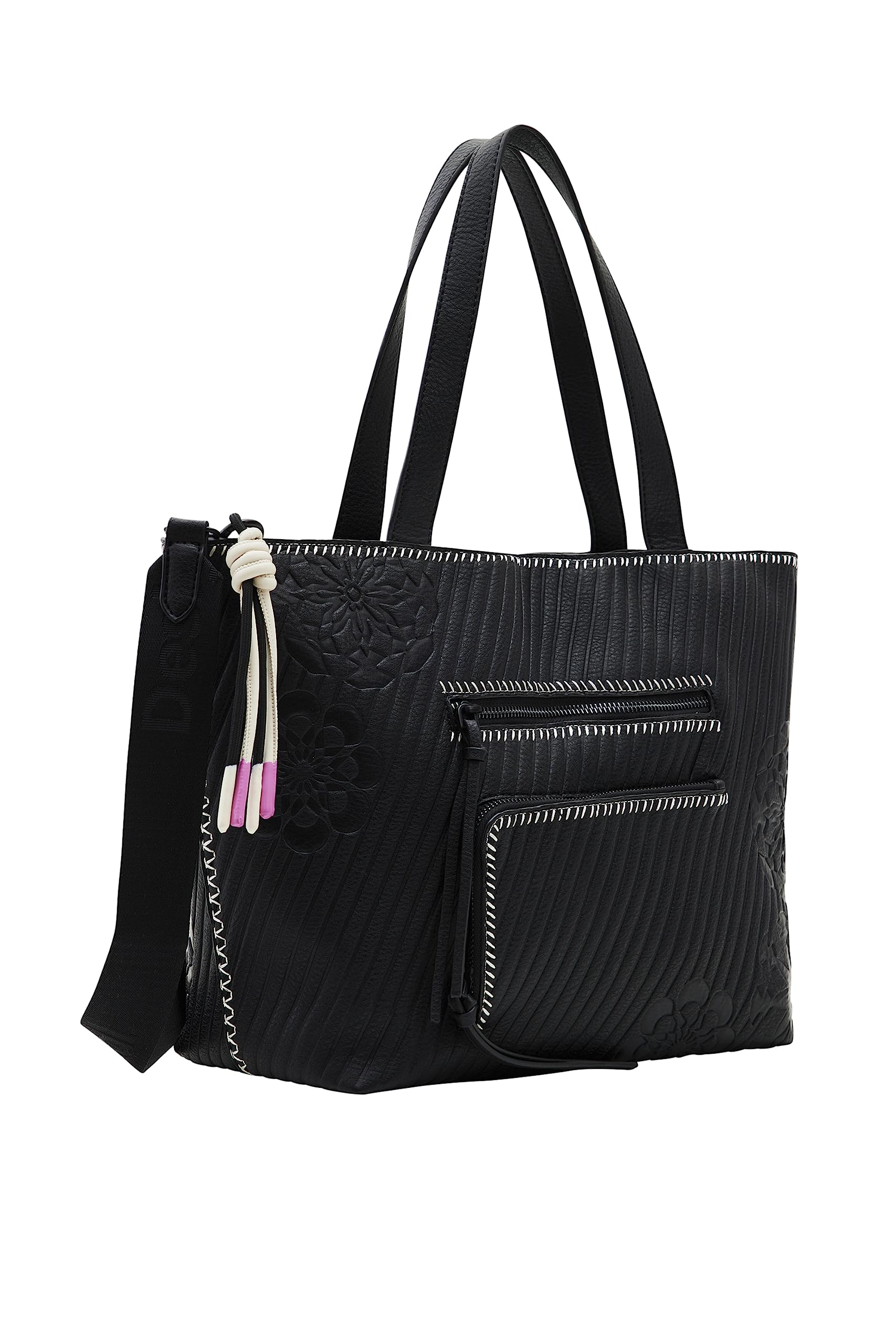 Desigual PU Leather Shopping Bag for Women - Stylish Black Handbag for Daily Use, Work, and Travel Accessories