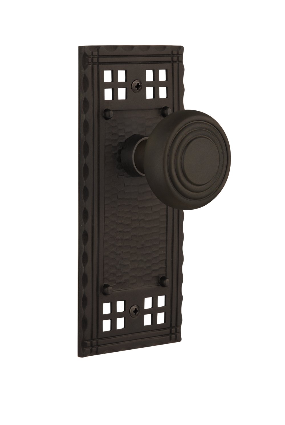 Vintage Style Craftsman Plate with Deco Knob - Double Dummy Door Hardware in Oil-Rubbed Bronze Finish | Perfect for Farmhouse, Industrial & Retro Home Decor