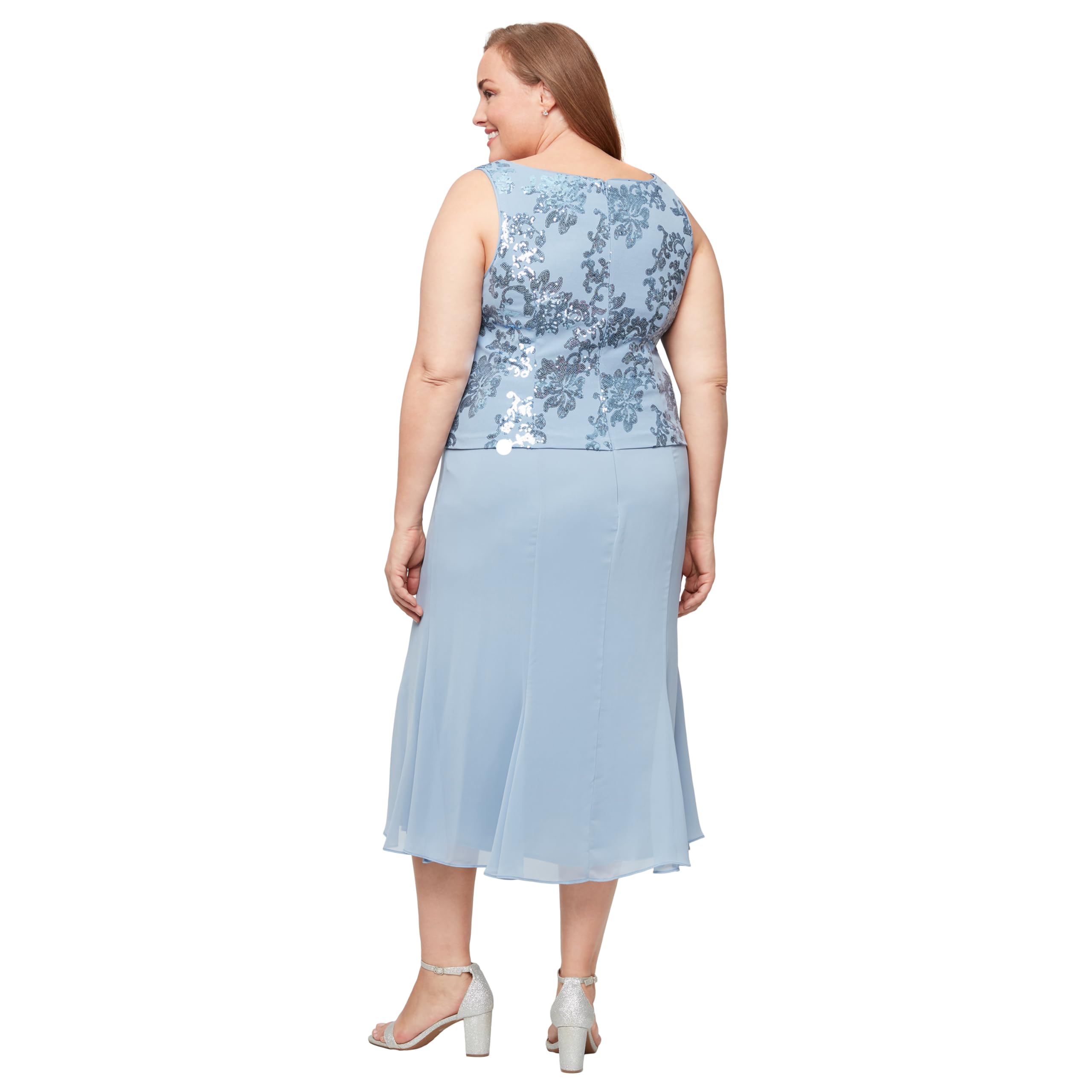 Alex Evenings Women's Plus Size Tea-Length Mother of The Bride Jacket Dress for Wedding Guest, Formal Events & Special Occasions - Elegant Church Ceremony, Cocktail Party & Evening Gala Attire