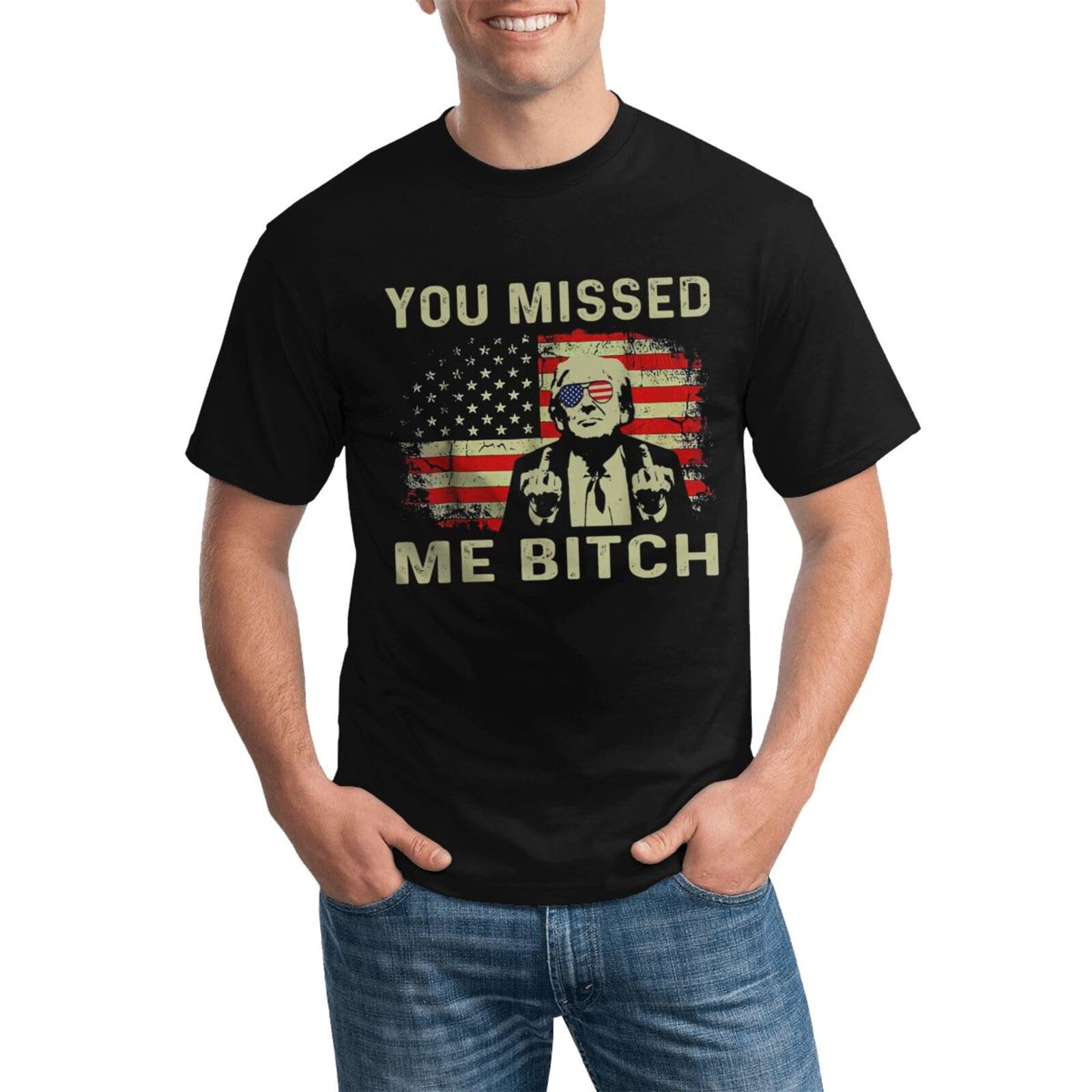 Trump 2024 T-Shirt - 'You Missed Me Bitch' Political Slogan Tee - Perfect for Campaign Rallies & Conservative Events