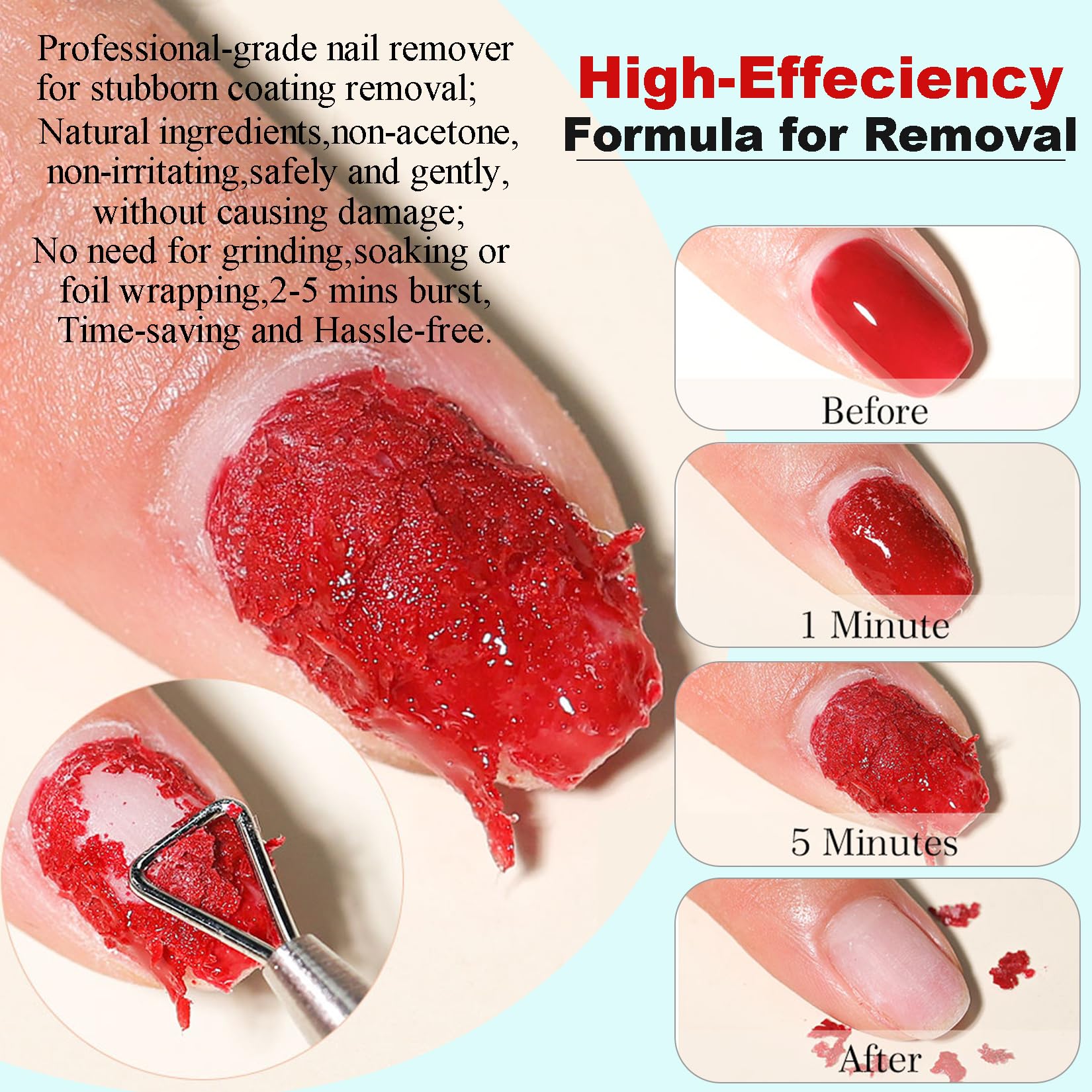 **Gel Nail Polish Remover Kit - Acetone-Free, No Soak or Wrap Needed, Fast 2-5 Minute Removal, Non-Damaging Formula with Liquid Latex & Manicure Tools for Salon & DIY Nail Care at Home**