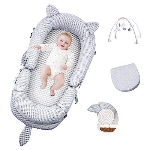 MOOB Baby Nest Lounger - Portable & Breathable Newborn Crib with Spine Support | Uterine Bionic Design for Safe Sleeping | Super Soft Infant Bed for Nursery, Travel & Co-Sleeping