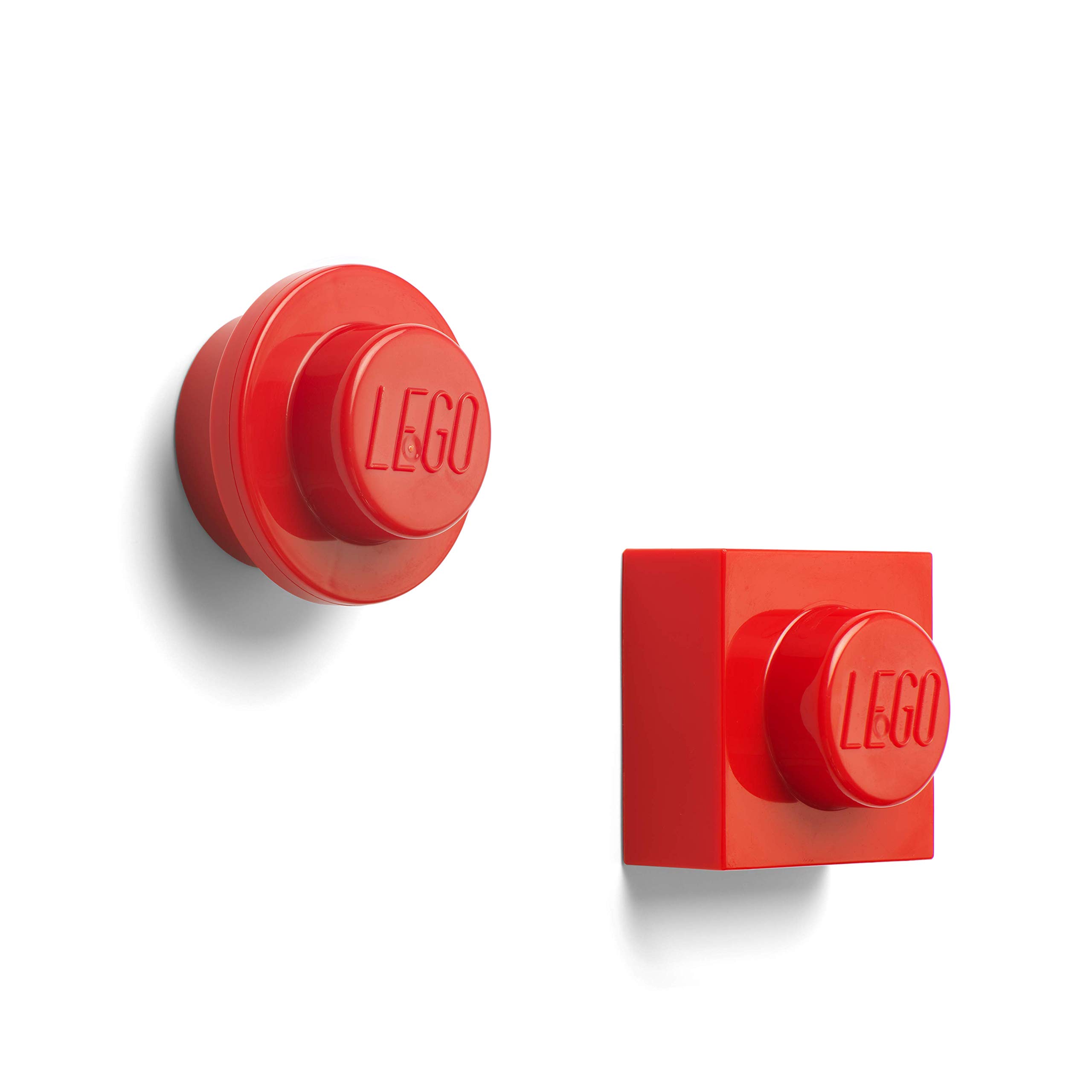 LEGO Magnet Set for Fridge & Whiteboard - 2 Piece Bright Red Magnetic Building Blocks (Model: 40101730) - Perfect for Kids' Rooms, Offices & Creative Spaces