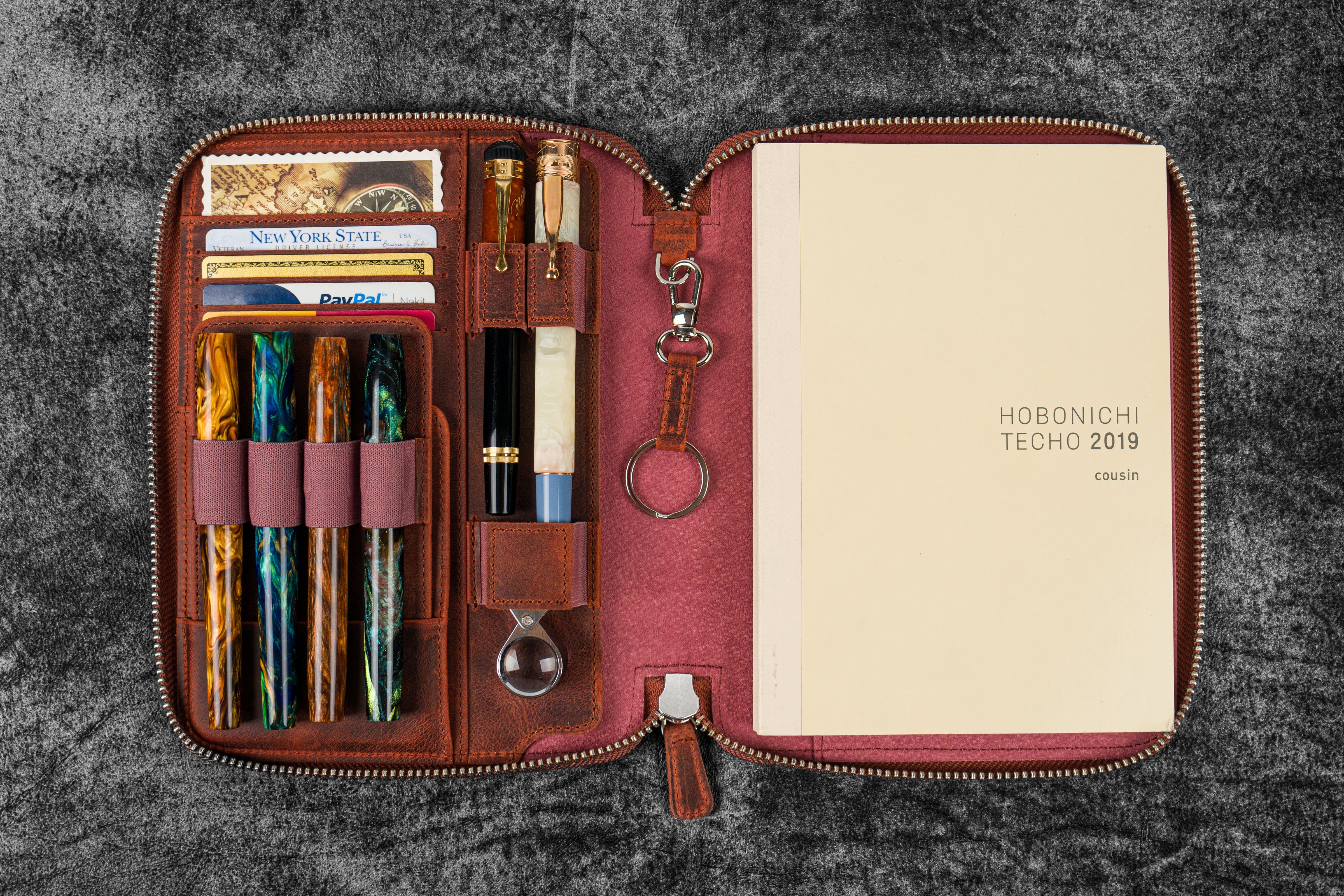 Premium Genuine Leather A5 Notebook Folio with Zipper Closure - C.H. Orange | Perfect for Business Professionals, Journaling & Gift Giving