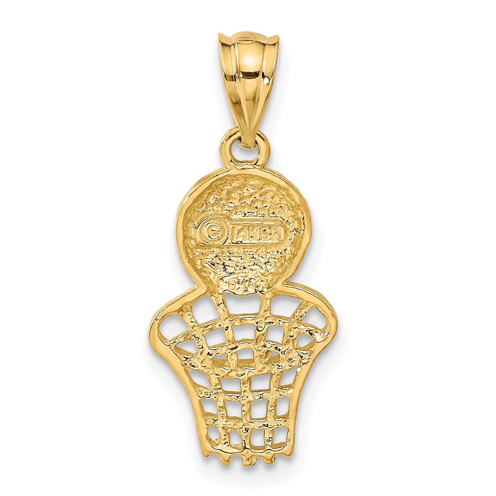 14K Solid Yellow Gold Basketball Hoop Necklace with Net Charm - Sports Jewelry for Women & Men - Perfect for Basketball Fans, Game Day Outfits and Sports-Themed Gifts
