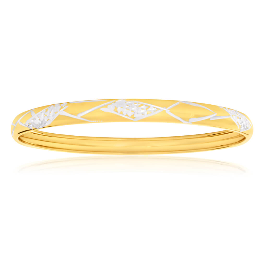 9ct Lovely Yellow Gold Silver Filled Bangle Bracelet for Women - Elegant Stackable Jewelry Gift for Birthday, Anniversary & Special Occasions