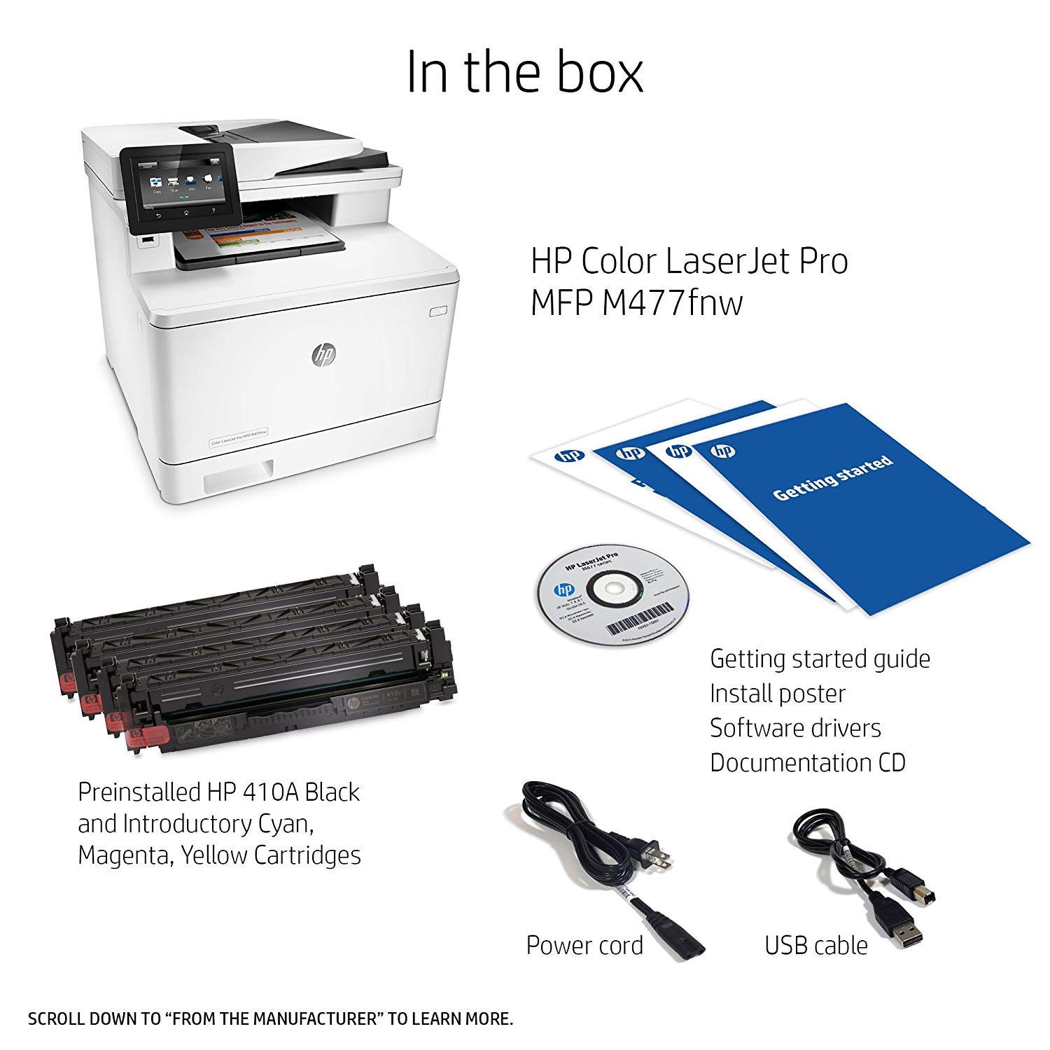 HP Laserjet Pro M477fnw Wireless Color Laser Printer - All-in-One with Copy, Scan, Fax | Built-in Ethernet & Mobile Printing | Refurbished (CF377A) | Perfect for Home Office & Small Business Productivity