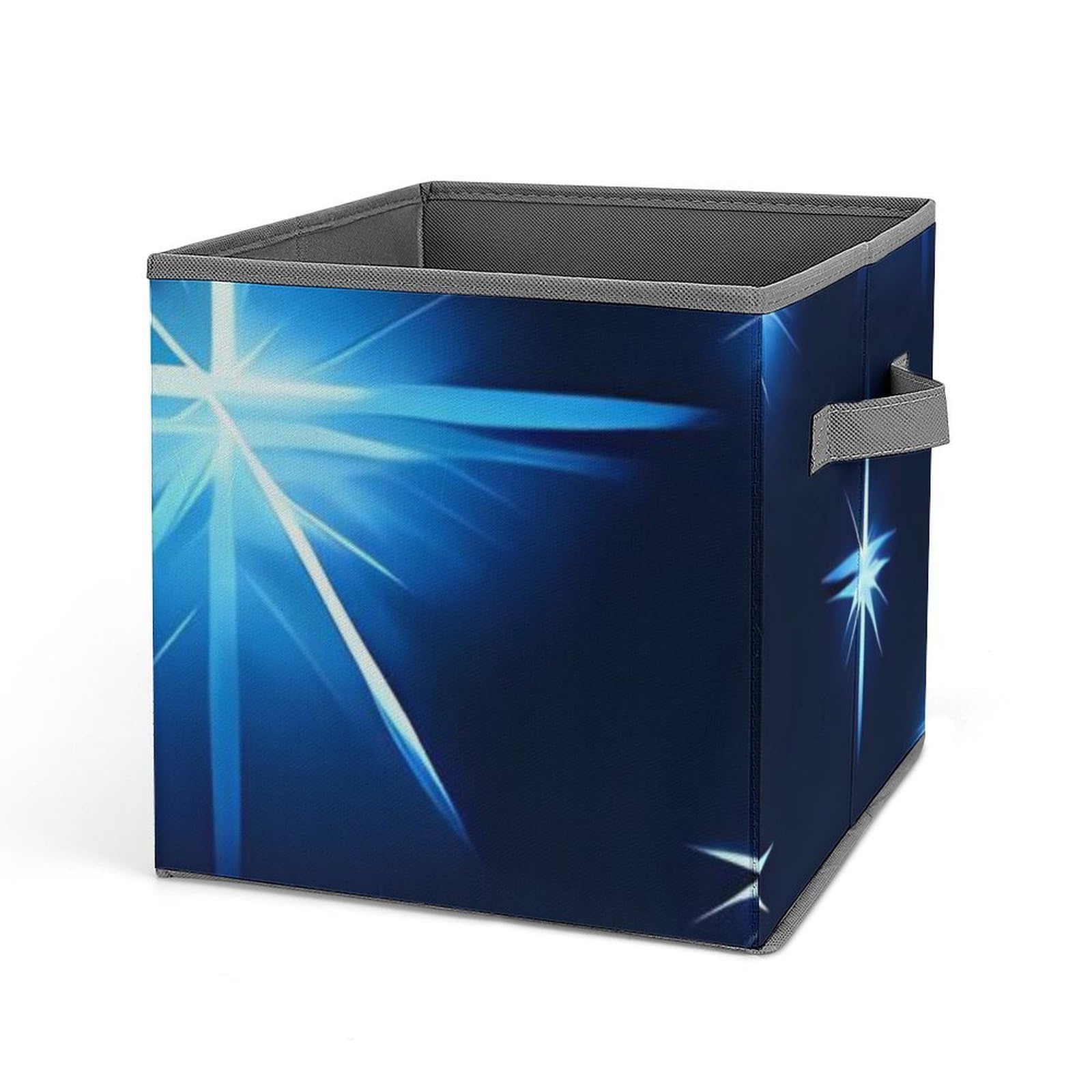 Cartoon Blue Star Storage Bin - Large Capacity Collapsible Storage Box with Handles (10.6x10.6x10.6 Inch) - Closet Organizer System for Home, Office & Kids Room Organization - Perfect for Toys, Books, Clothes & Craft Supplies Storage