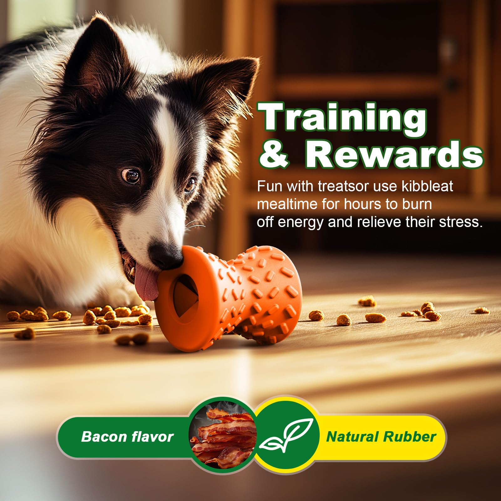 Durable Natural Rubber Dumbbell Dog Toy for Puppies & Small Dogs - Interactive Treat Dispenser for Training & Play - Orange Chew Toy for Indoor & Outdoor Fun