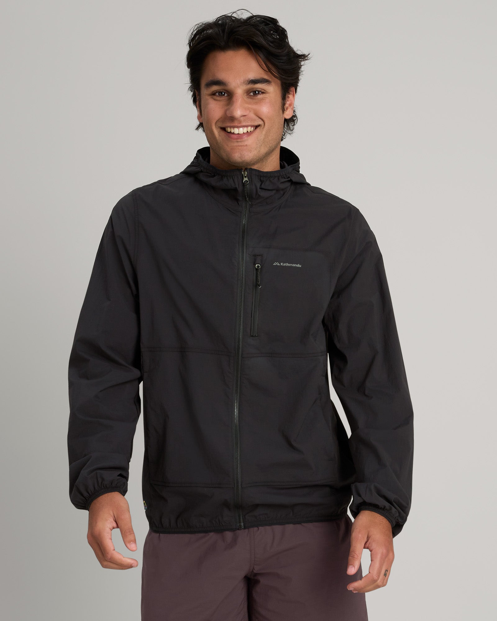 Men's EVRY Where Stretch Windbreaker Jacket - Lightweight Waterproof Running Hoodie for Outdoor Sports & Travel (Black Stingray) | Perfect for Hiking, Jogging & Casual Wear