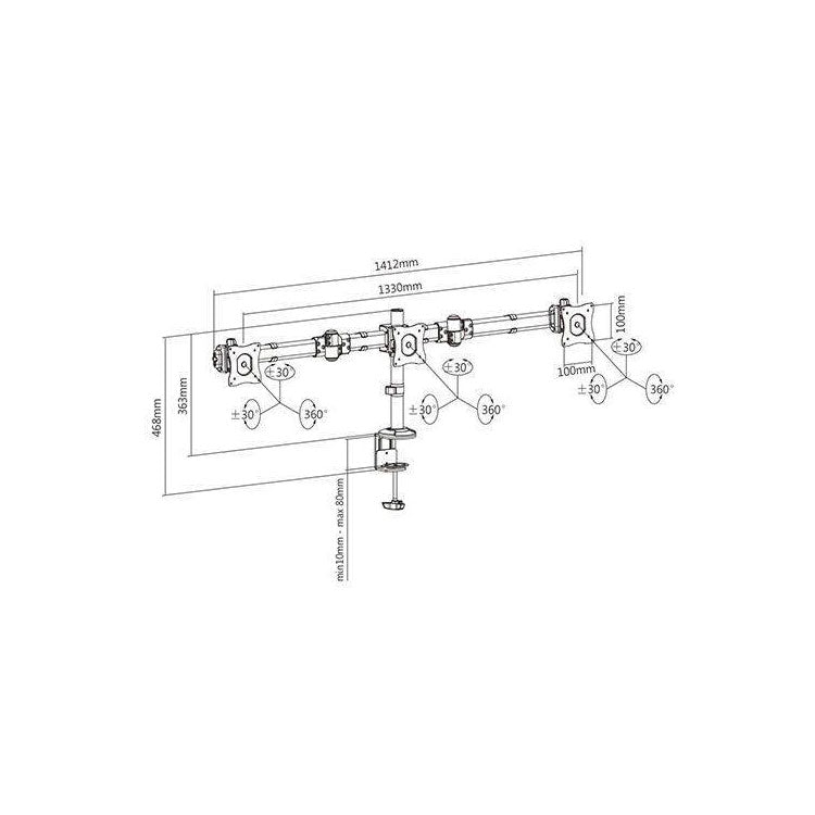 Brateck Lumi LDT06-C03 Triple Monitor Mount Stand - Adjustable Ergonomic Desk Arm for 13-32 Inch Screens | Perfect for Home Office, Gaming Setup & Workspace Organization