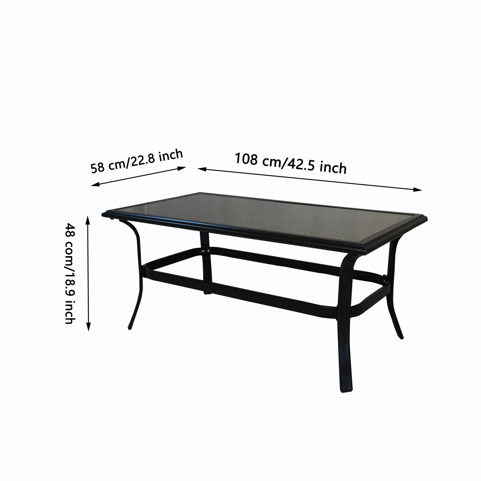 Black Rectangle PE Wicker Outdoor Coffee Table with Glass Top - Patio End Side Table for Garden, Lawn, Balcony & Porch - Perfect for Relaxing, Entertaining & Outdoor Dining