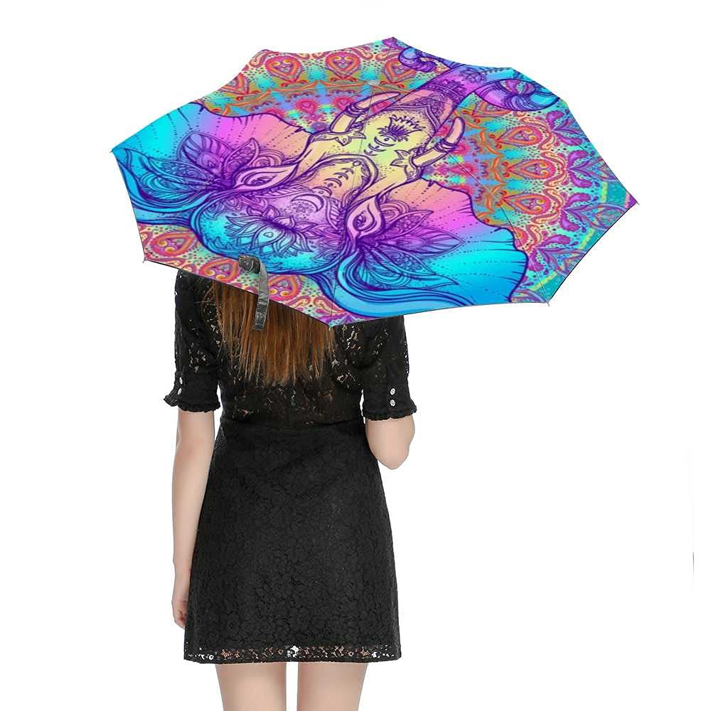 Windproof Travel Umbrella - Compact Automatic Open Close Folding Umbrella for Men & Women, Blue Mermaid Tail Design, Perfect for Rainy Days, Golf, Beach & Outdoor Activities