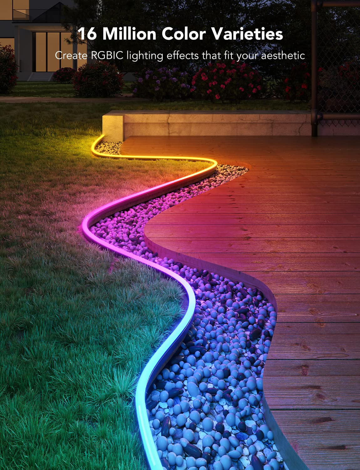Govee 32.8ft RGBIC Outdoor Neon Rope Lights - IP67 Waterproof LED Strip Lights with 64 Scene Modes & Music Sync, Alexa & Google Assistant Compatible for Patio, Garden, and Party Decorations