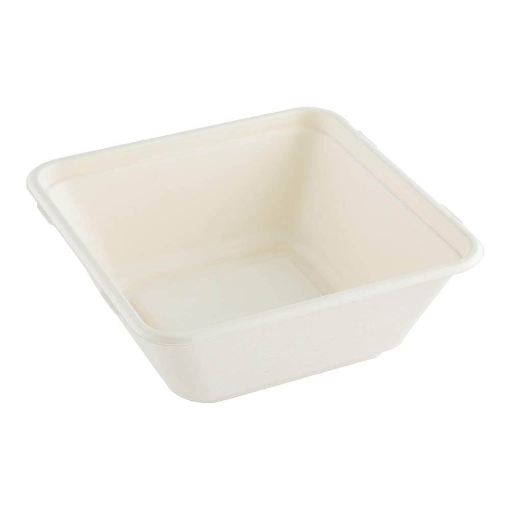 Eco-Friendly 128oz Square Pulp Bowls - 100-Pack PFAS-Free Disposable Bowls | Home Compostable Bagasse Bowls | Microwave & Freezer Safe for Hot/Cold Foods | Perfect for Restaurants, Catering & Takeout Meals