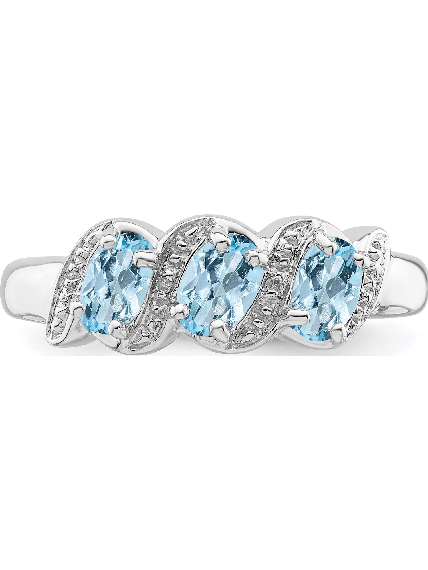 Sterling Silver Rhodium Plated Aqua & Diamond Ring for Women - Elegant Jewelry Gift for Anniversary, Engagement, or Special Occasions | Jewelry By Sweet Pea
