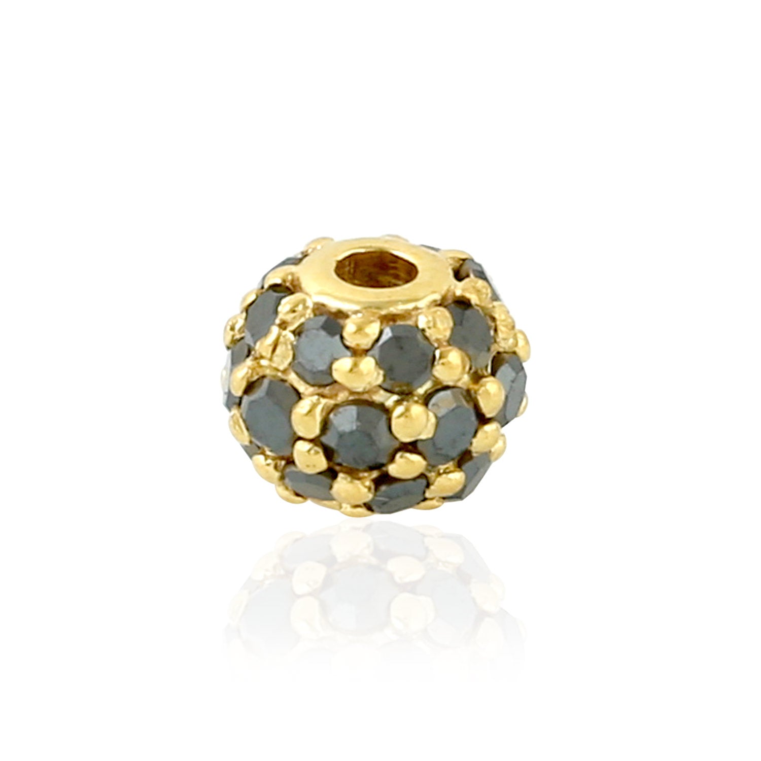 14K Yellow Gold Black Diamond Pave Bead Ball Jewelry Findings for Necklaces, Bracelets & DIY Jewelry Making - Perfect for Gifts & Special Occasions